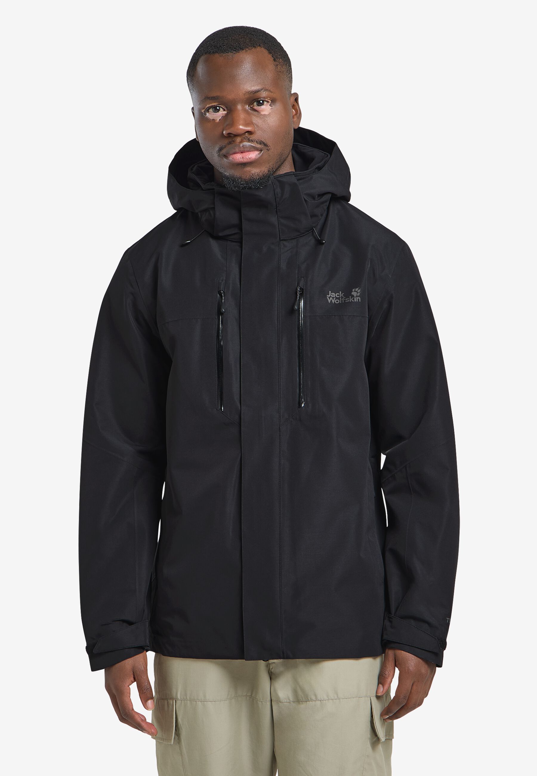 klassieke merinowol jas met capuchon - Zwart, 100% merinowol, outdoor