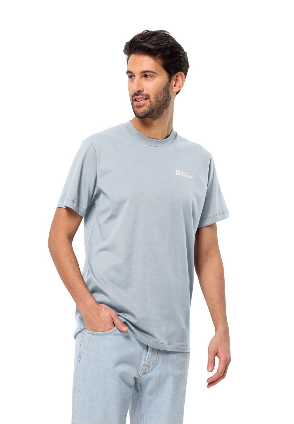 Jack Wolfskin Essential T-Shirt Men Heren T-shirt van biologisch katoen XXL soft blue soft blue