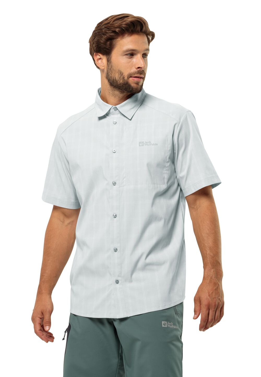 Jack Wolfskin Norbo S S Shirt Men Overhemd met korte mouwen Heren S grijs cool grey check