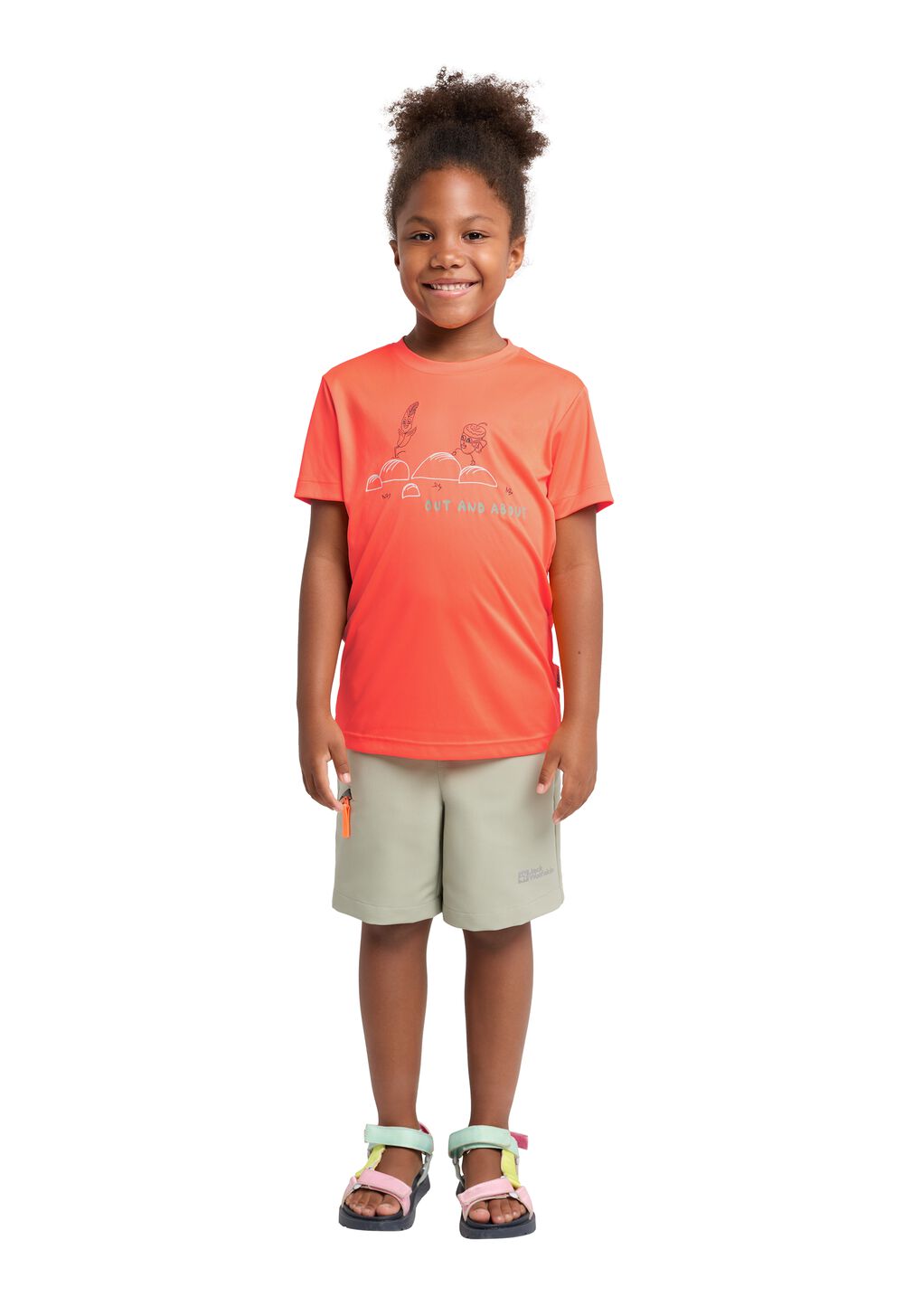 Jack Wolfskin OUT AND About T-Shirt Kids Functioneel shirt Kinderen 104 rood digital orange
