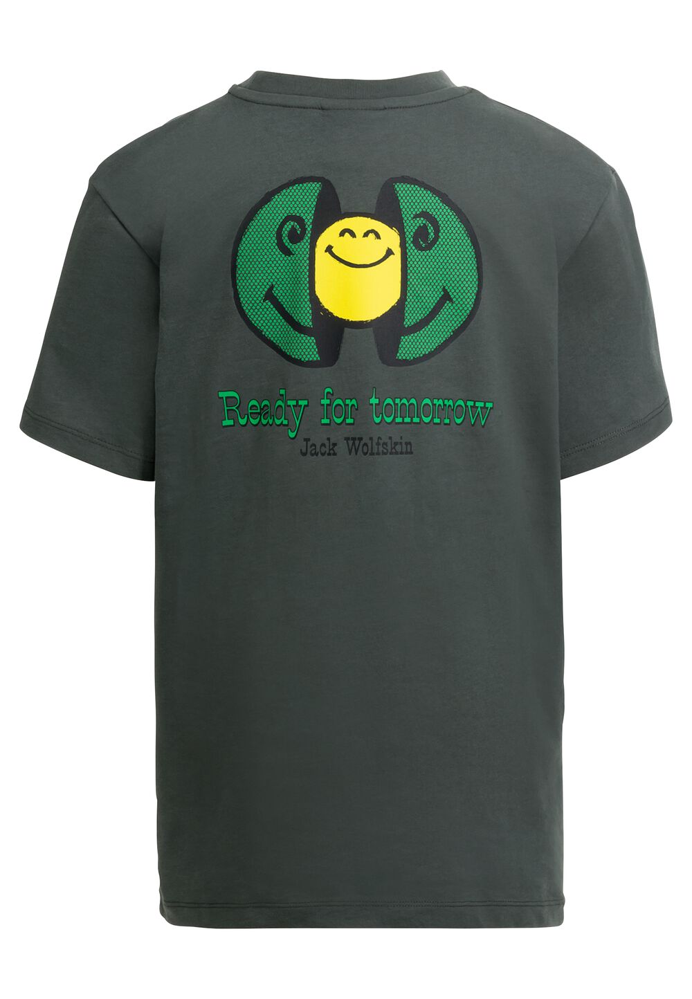 Jack Wolfskin Smileyworld T-Shirt Youth T-shirt van biologisch katoen tieners 128 grijs slate green