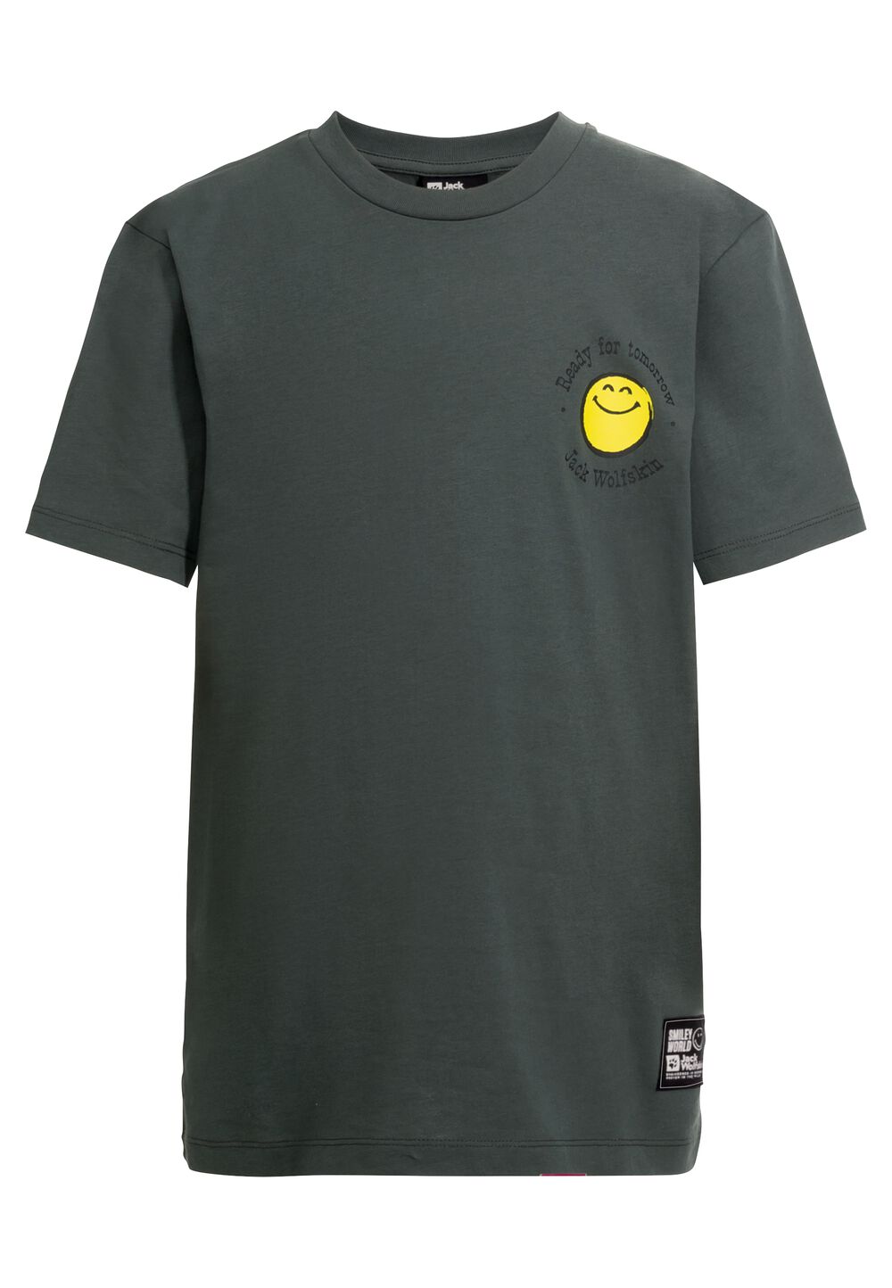 Jack Wolfskin Smileyworld T-Shirt Youth T-shirt van biologisch katoen tieners 140 grijs slate green