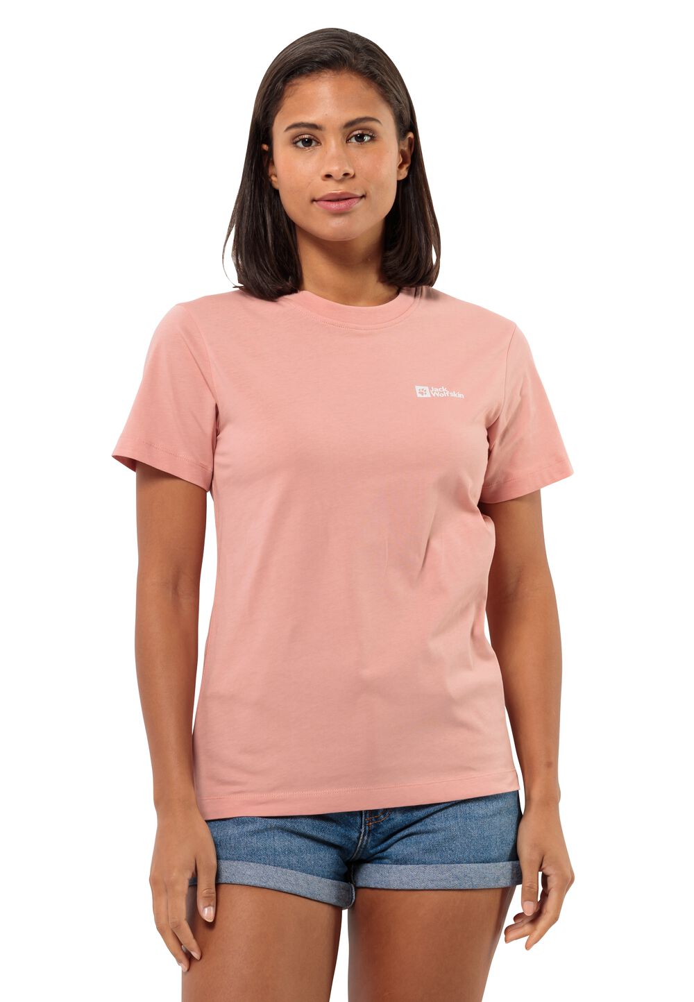 Jack Wolfskin Essential T-Shirt Women T-shirt van biologisch katoen Dames XS bruin rose dawn