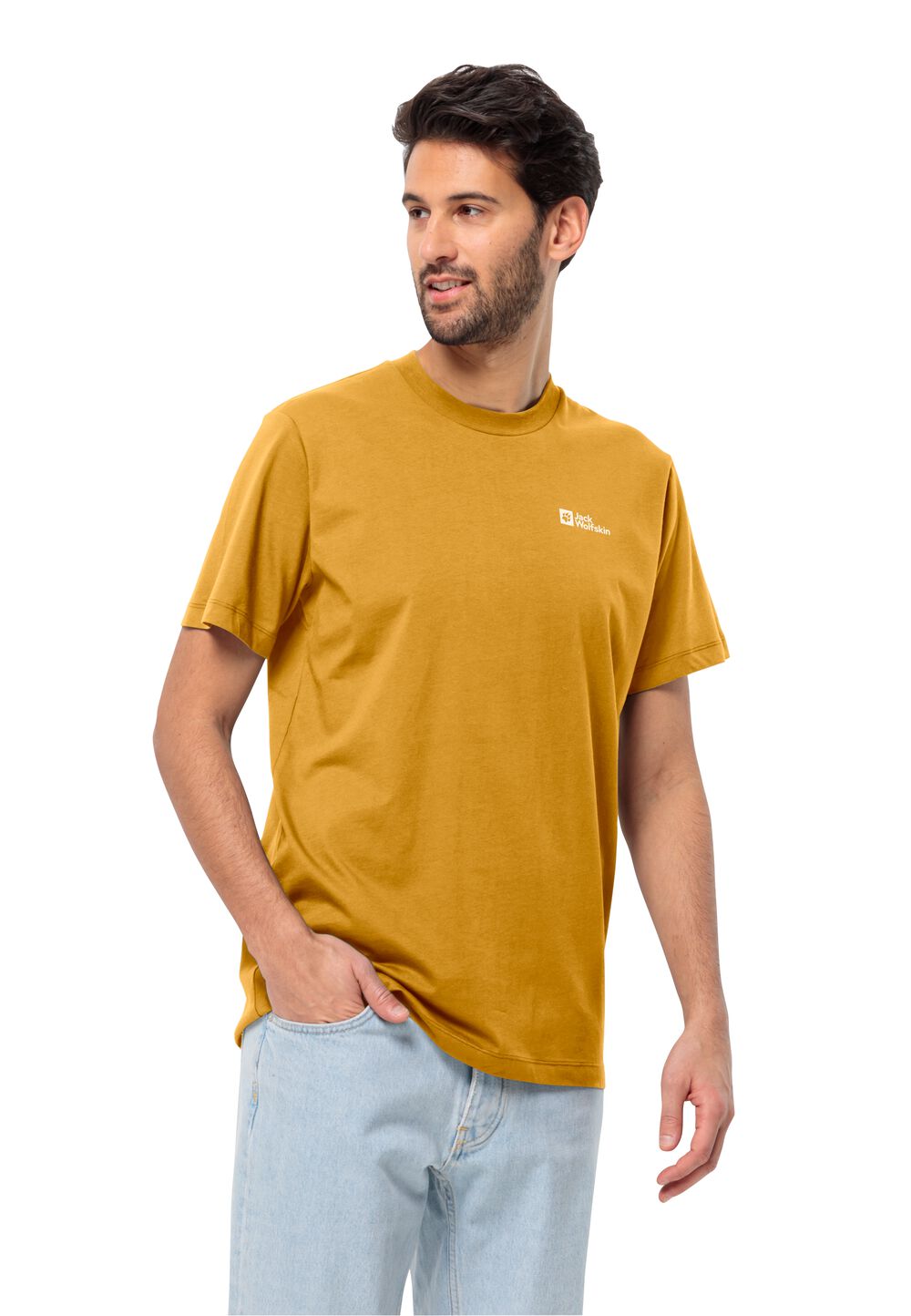 Jack Wolfskin Essential T-Shirt Men Heren T-shirt van biologisch katoen S bruin curry