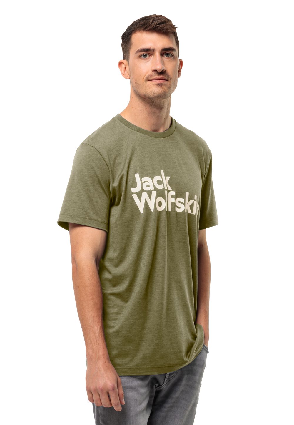 Jack Wolfskin Brand T-Shirt Men Functioneel shirt Heren S bruin bay leaf