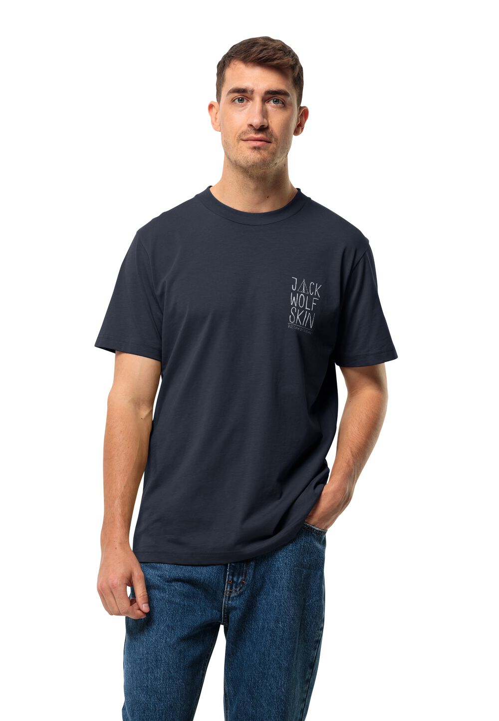 Jack Wolfskin Jack Tent T-Shirt Men Heren T-shirt van biologisch katoen S blue night blue