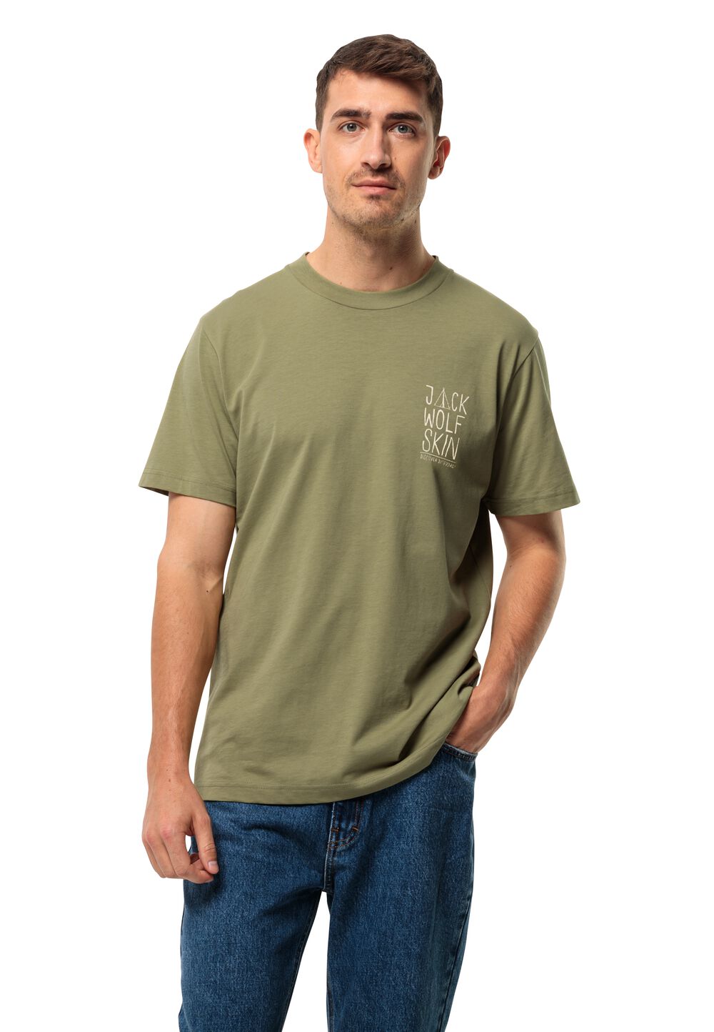 Jack Wolfskin Jack Tent T-Shirt Men Heren T-shirt van biologisch katoen S bruin bay leaf