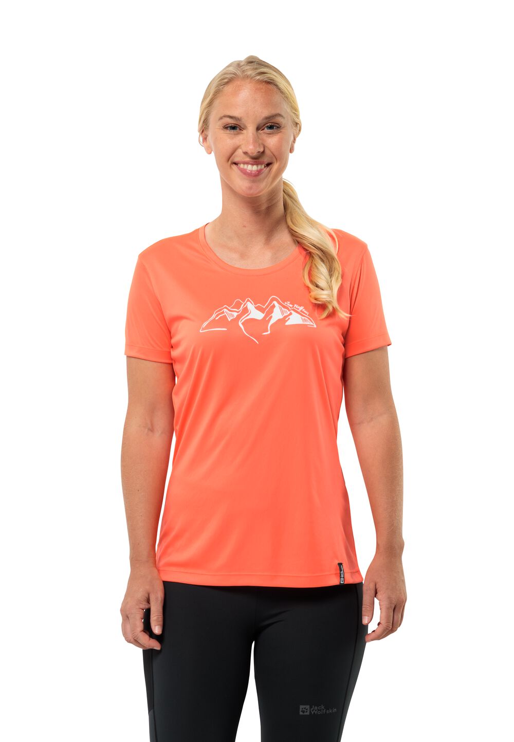 Jack Wolfskin Peak Graphic T-Shirt Women Functioneel shirt Dames XS rood digital orange