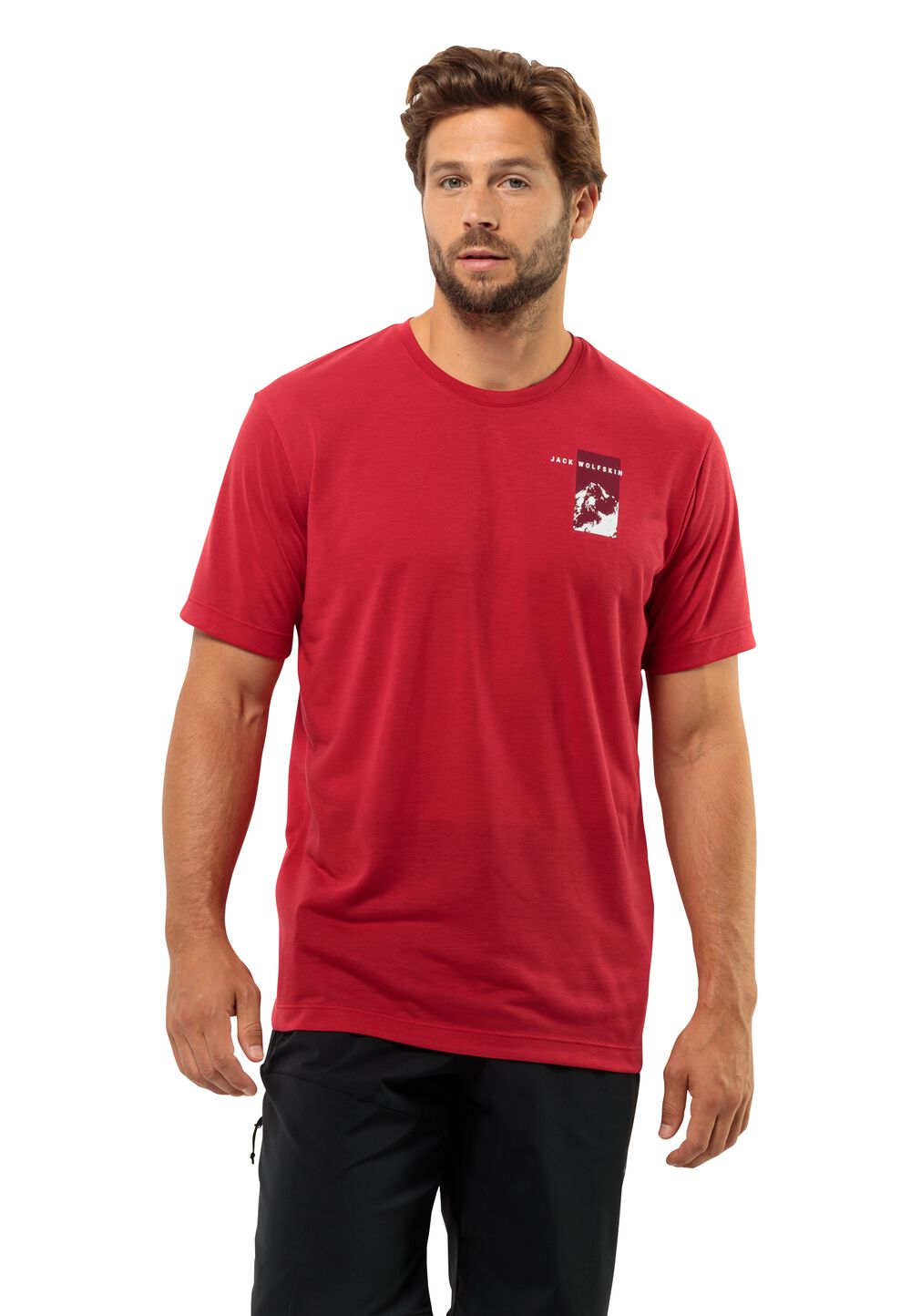 Jack Wolfskin Vonnan S S Graphic T-Shirt Men Functioneel shirt Heren S rood red glow