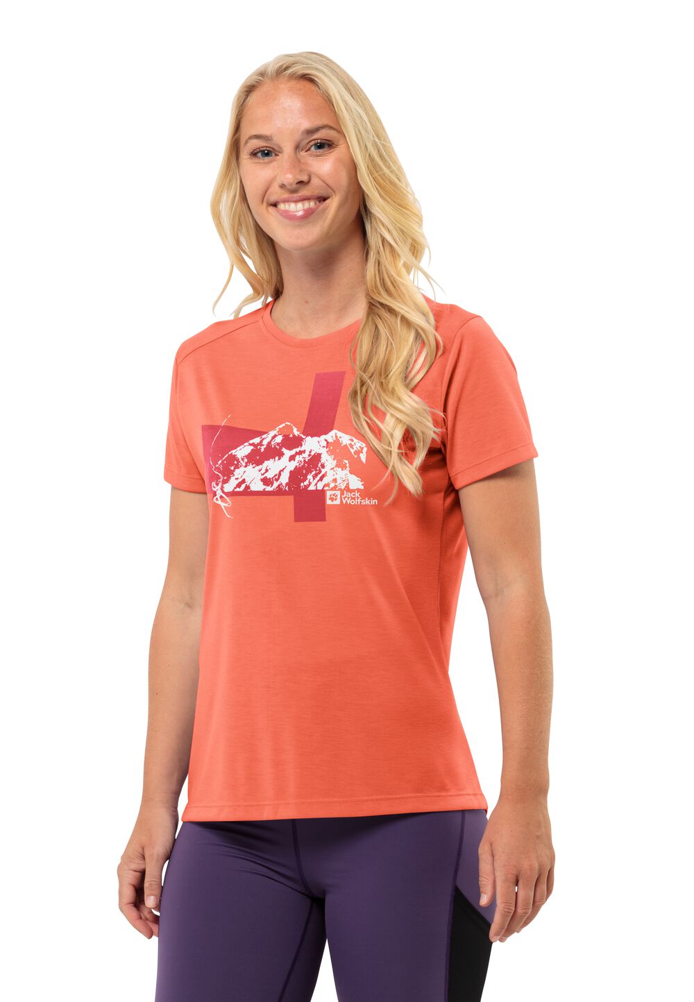 Jack Wolfskin Vonnan S S Graphic T-Shirt Women Functioneel shirt Dames S rood digital orange