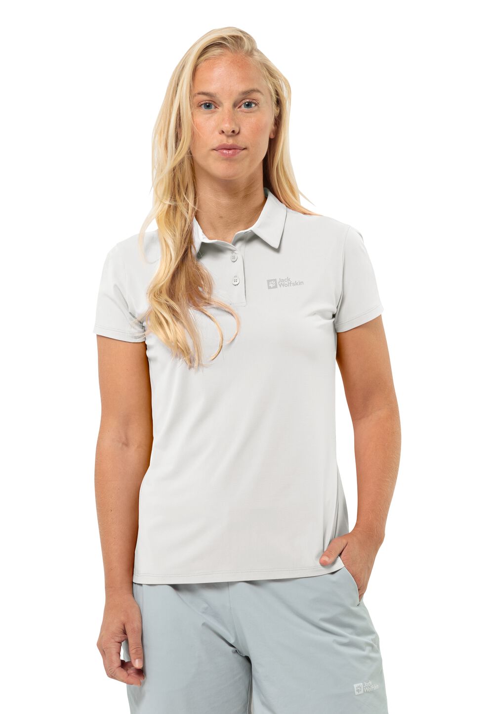 Jack Wolfskin Prelight Trail Polo Women Functioneel shirt Dames XL wit stark white
