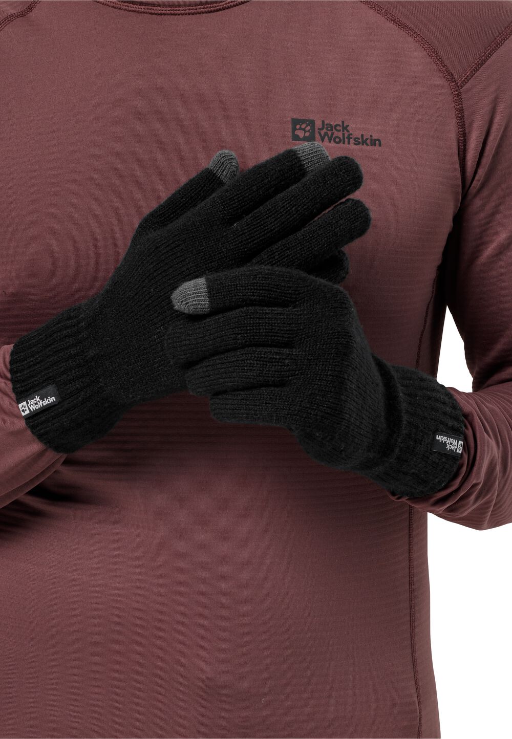 Jack Wolfskin Rib Glove Tricot-handschoenen L zwart black